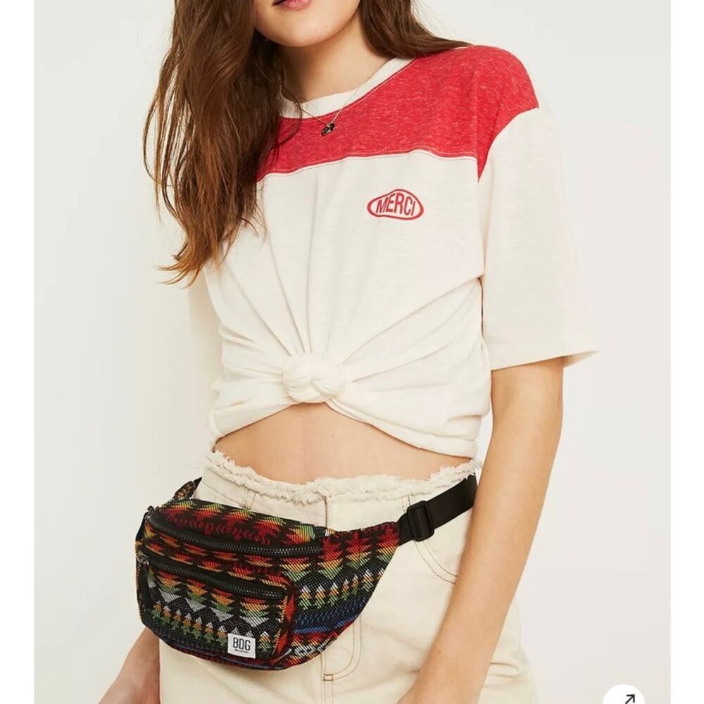 Urban Outfitters BDG Tapestry Black Multicolor Geo Print Waist Crossbody Bag
